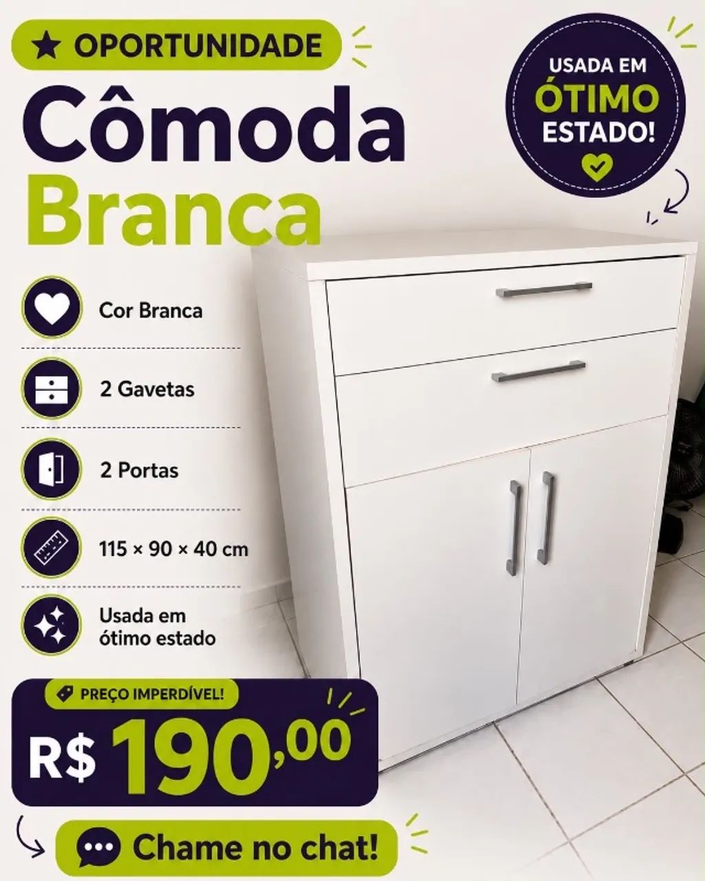 Cômoda Branca Multiuso