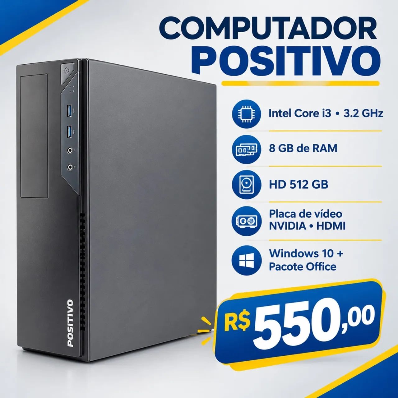 CPU  POSITIVO i3 Com HDMI