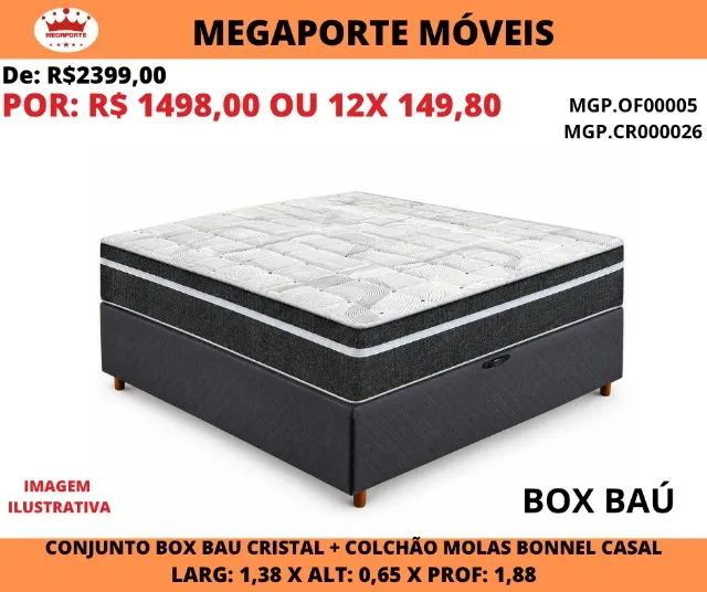 CAMA BOX BAÚ CASAL MOLAS 