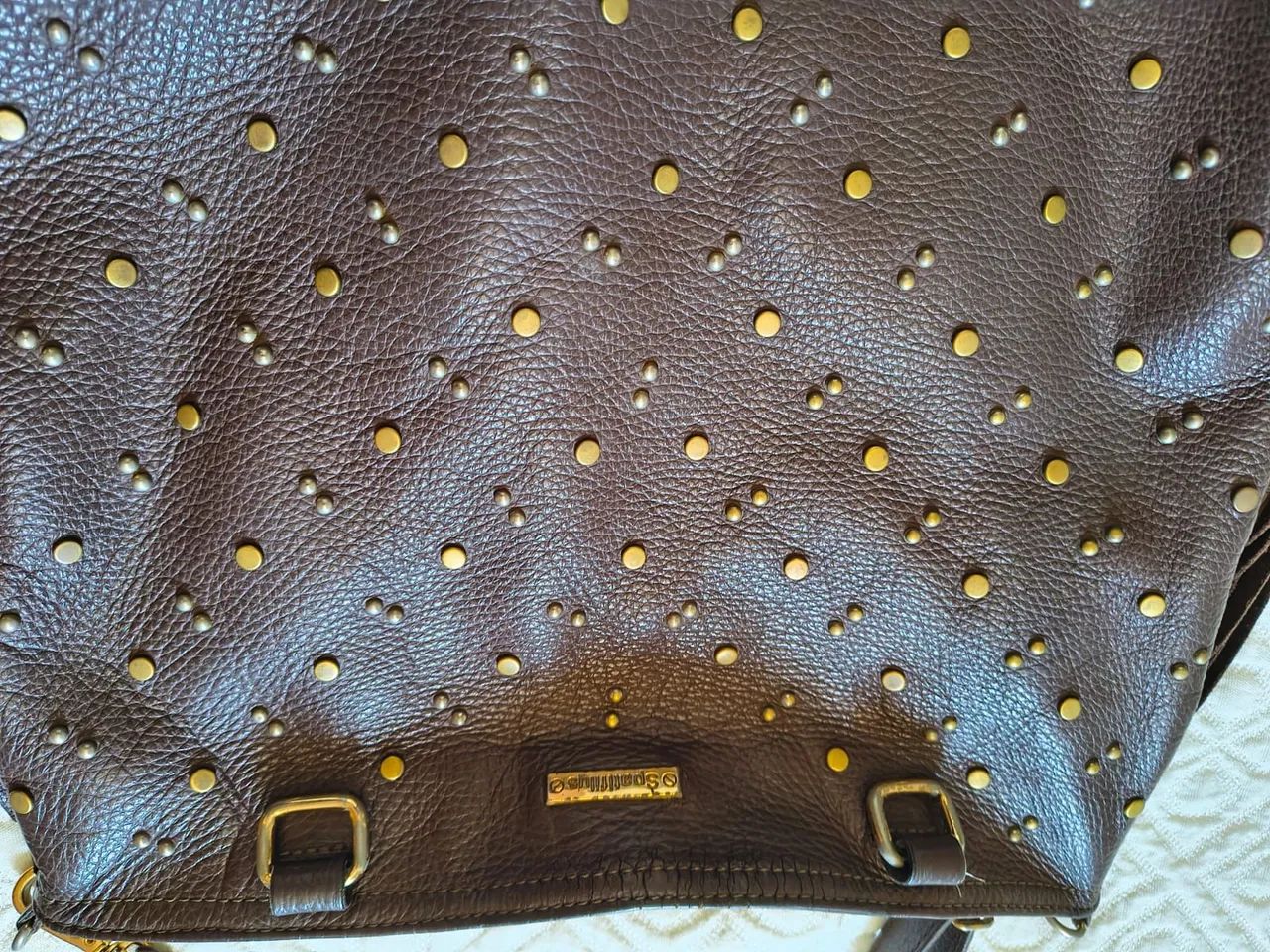 Bolsa de couro marrom com franjas - Foto 3