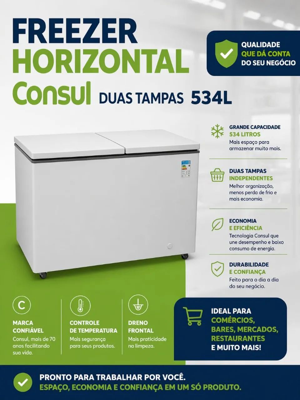 Freezer horizontal Consul duas tampas 534L - Geladeiras e Freezers
