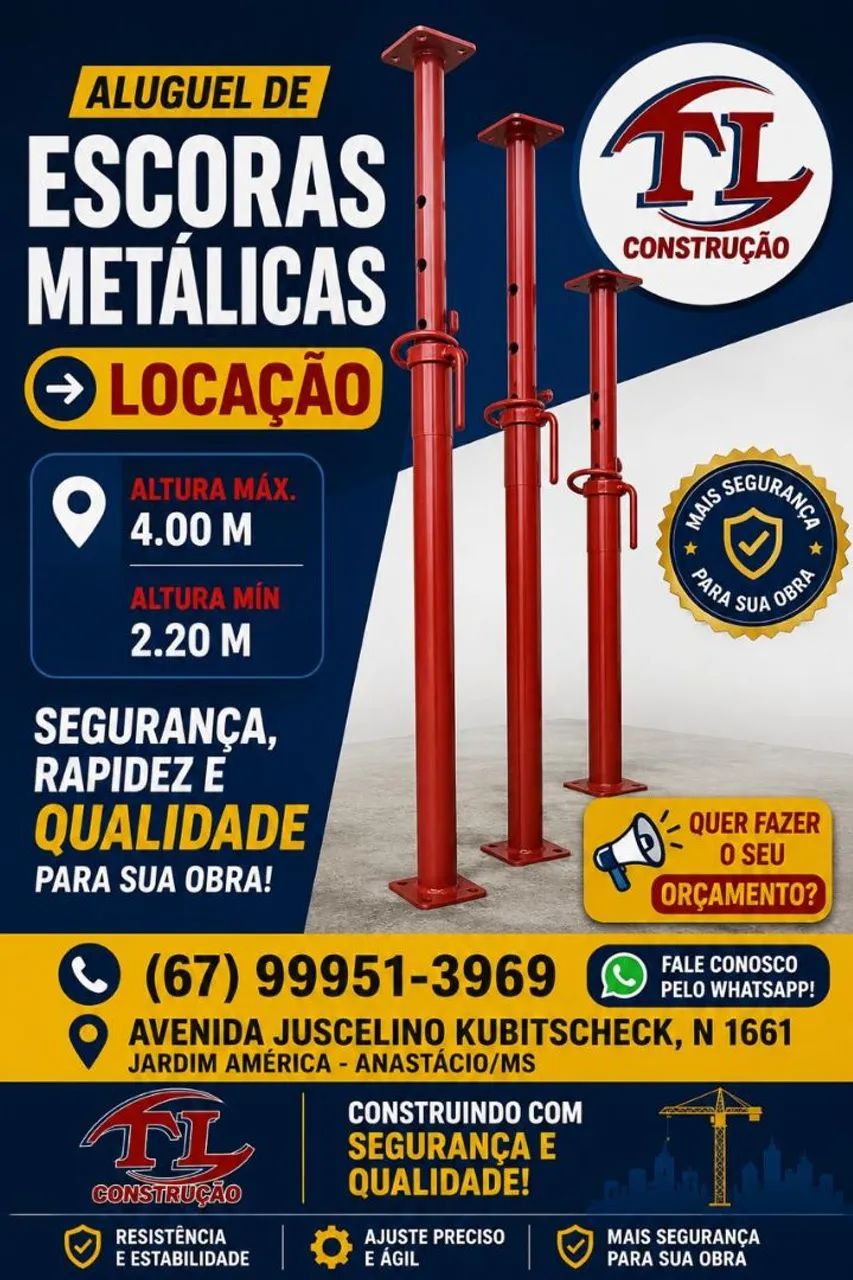 Locação Escoras Metálicas/ Laje Pré Moldada. 