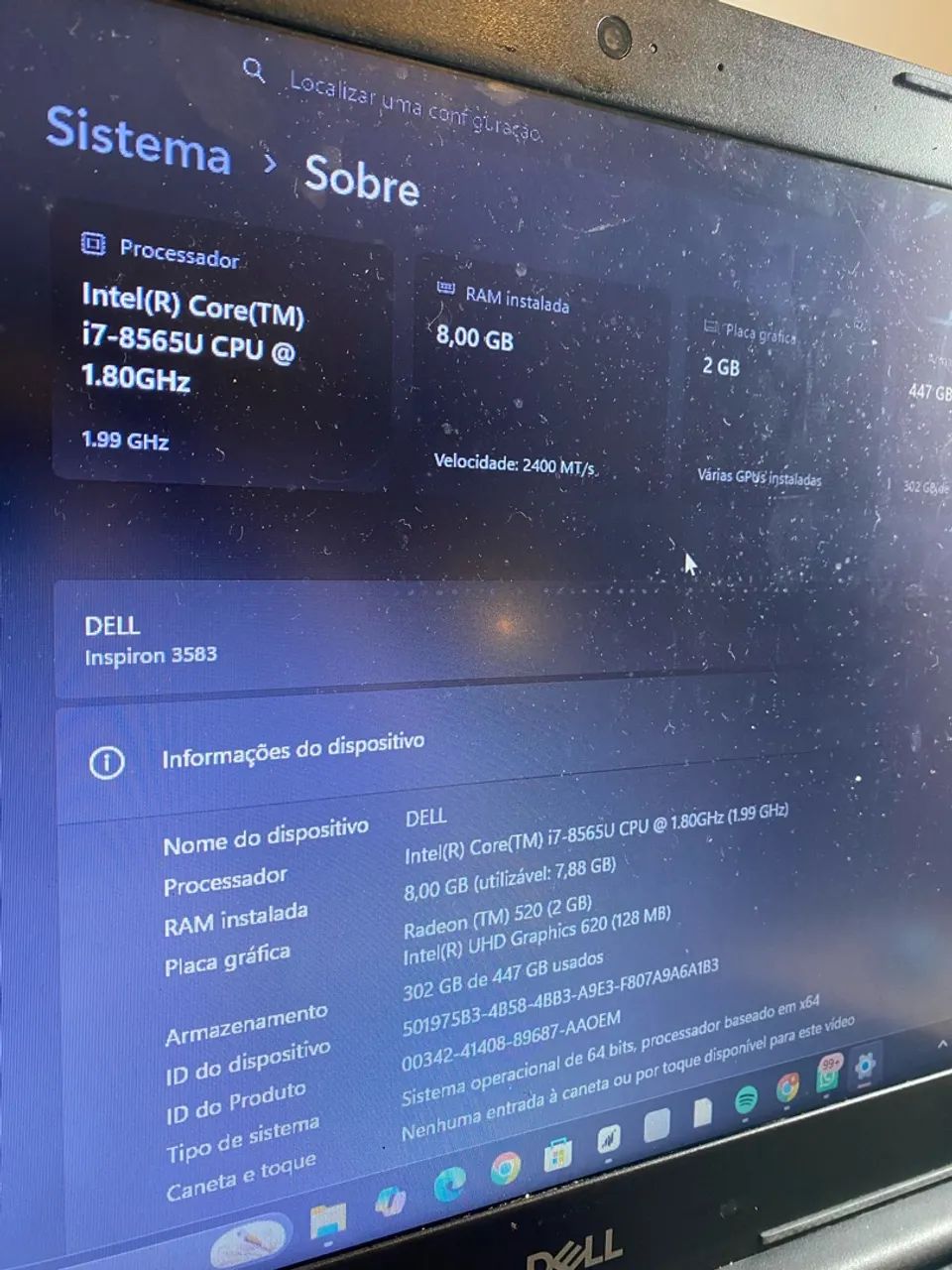 Notebook Dell Inspiron 3583 | Intel Core i7 | 8GB RAM | SSD | Radeon 520 2GB - Foto 2