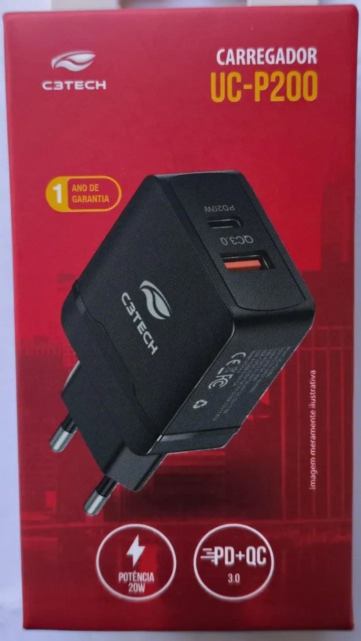 CARREGADOR - UC-P200BK - UNIVERSAL - C3TECH - Sem Cabo