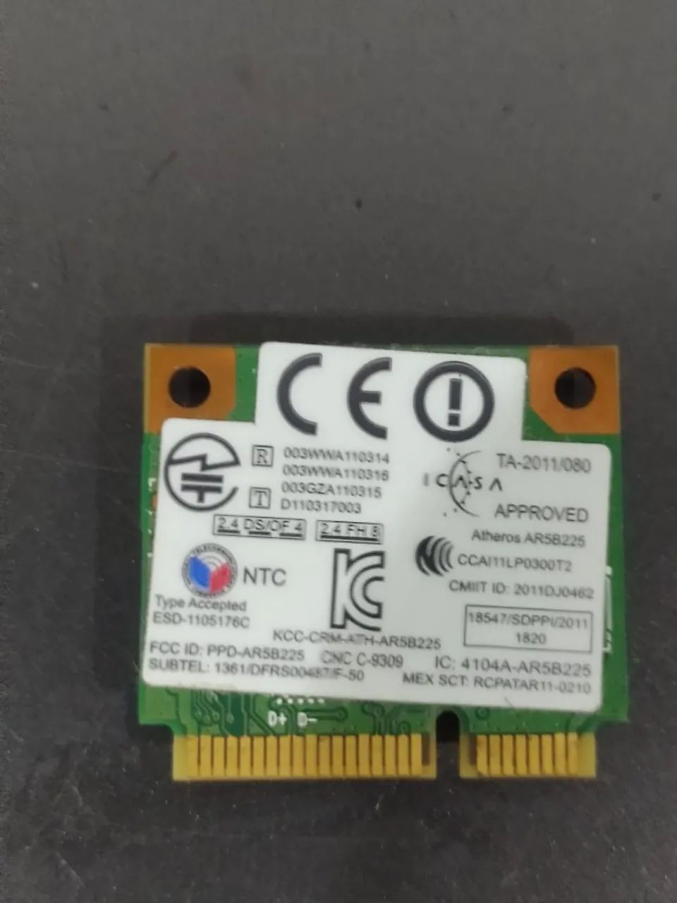 Placa Wi-fi E Bluetooth 4.0 Notebook Atheros Ar5b225 Half Mi (Usado) - Foto 2