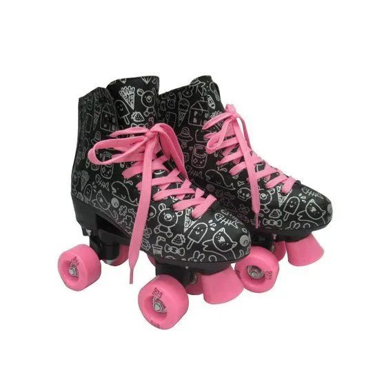 Patins 4 Rodas (rosa e preto)