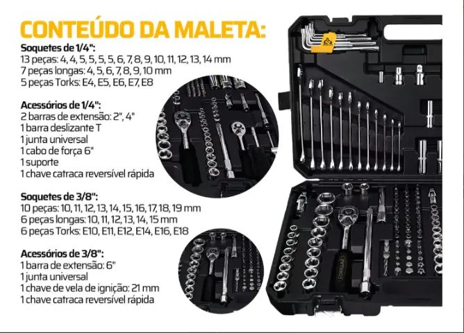 Jogo Oficina Master Maleta Com 222 Ferramentas Profissional Preto - Foto 2