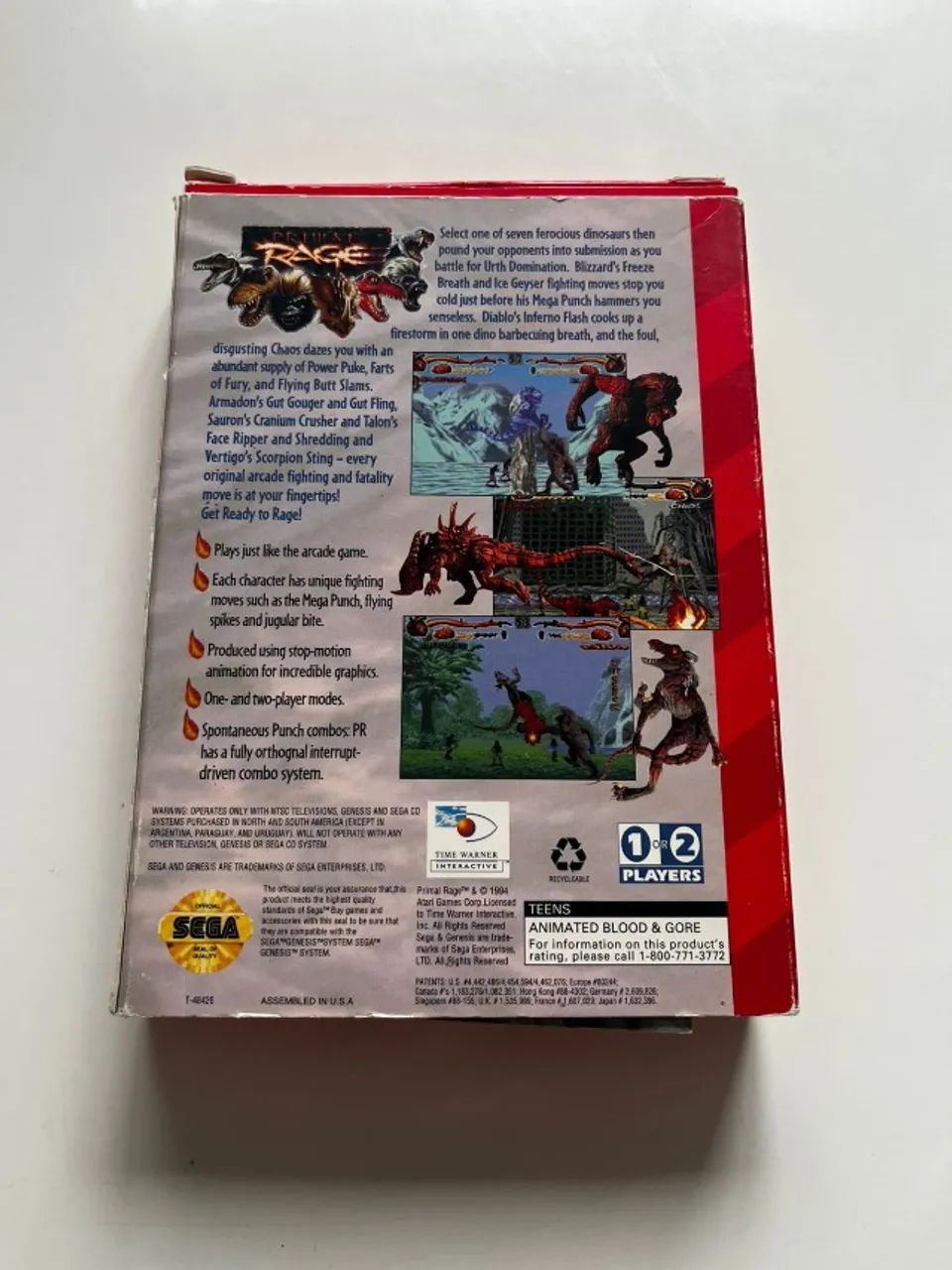 Primal Rage Mega Drive - Original Completo (Caixa de Papelão e