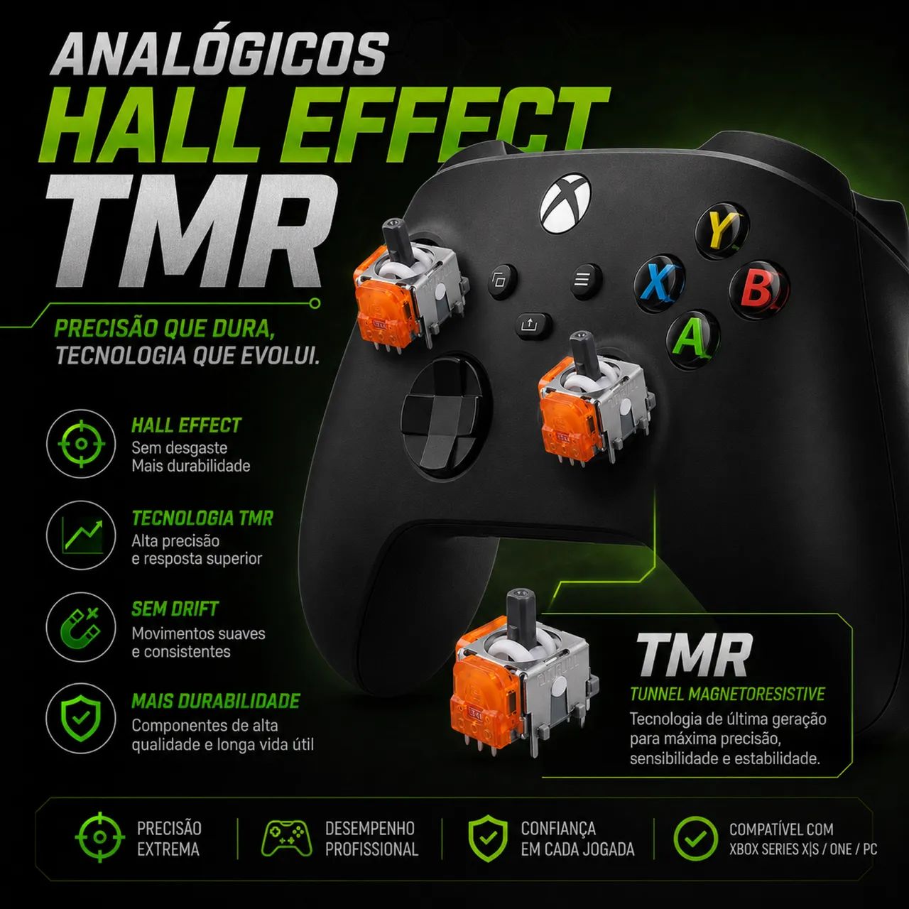 CONTROLE DE XBOX NOVO COM ANALOGICO HALL EFFECT