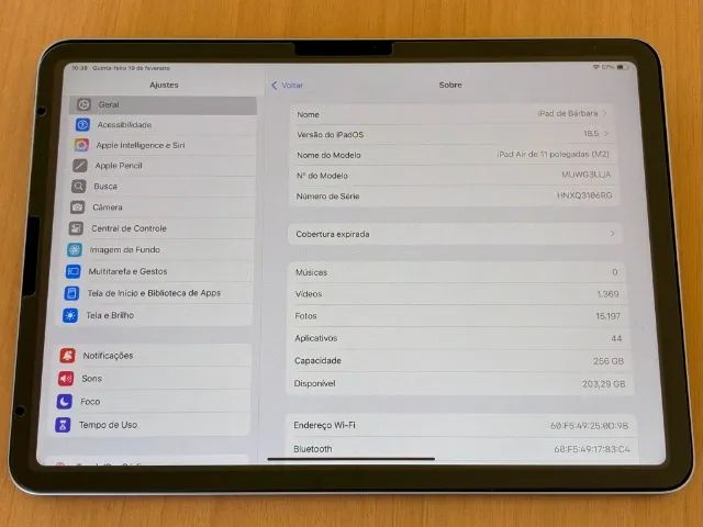 Apple iPad Air 11 Pol M2 Wi-Fi 256 GB. Cor Cinza. Praticamente em Perfeito Estado! - Foto 3