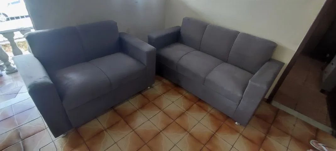 Sofá 2 e 3 lugares Material suede D33 Robusto Confortável Promoção - Foto 4