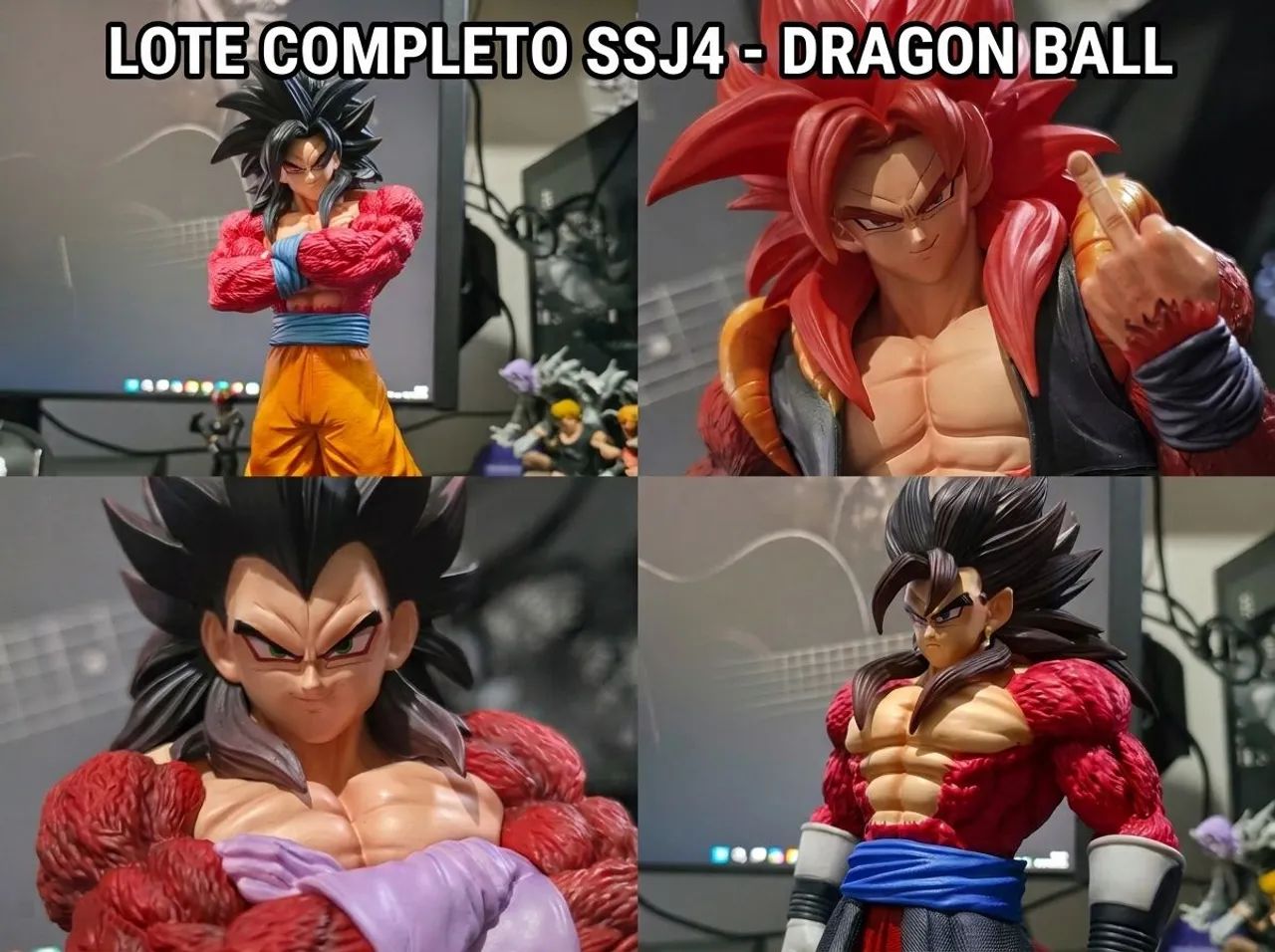 Set Estátuas Dragon Ball Z SSJ4 Marca JT 4 Estátuas Original