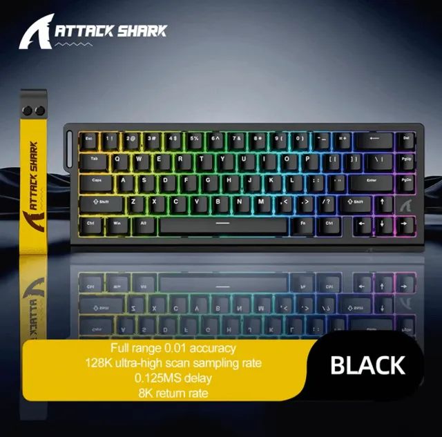 teclado magnético attack shark x68he black gaming 8000hz