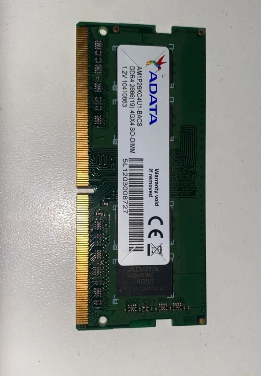 Memória RAM Notebook 4GB DDR4 2666MHz ADATA - Excelente Estado