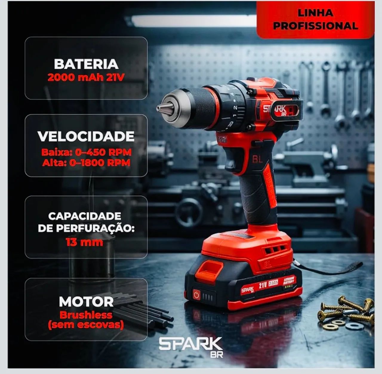 Parafusadeira furadeira impacto SPARK BR BRUSHLESS  - Foto 2