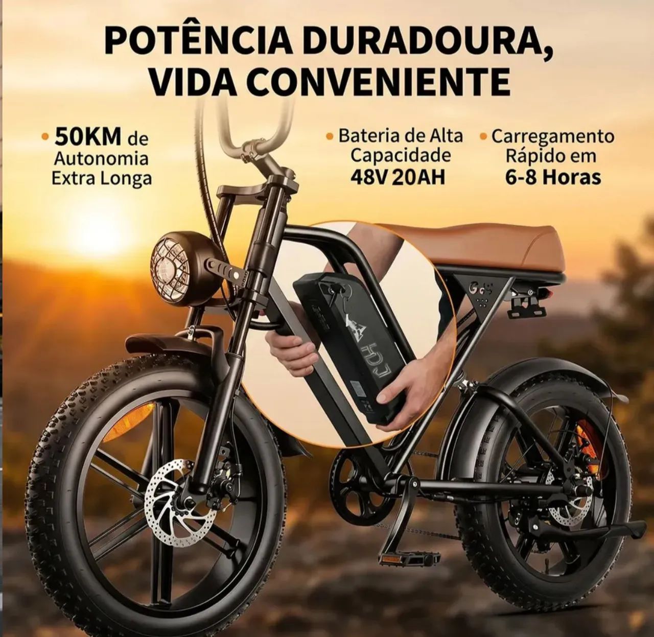 Bicicleta elétrica 1000 watts hdj semi nova! - Foto 3