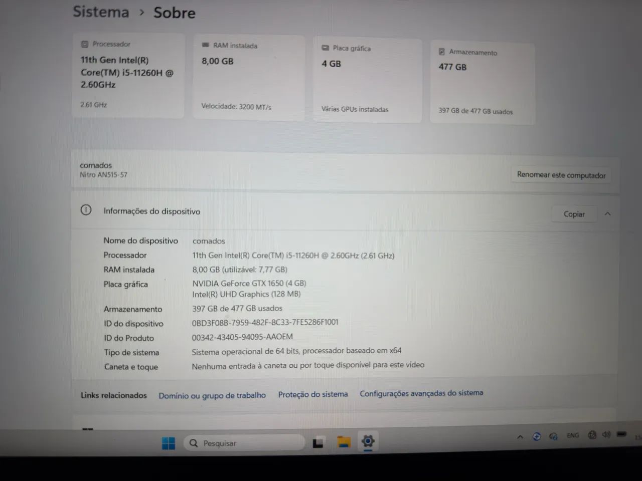 NOTEBOOK GAMER ACER NITRO V - 144Hz - Foto 3