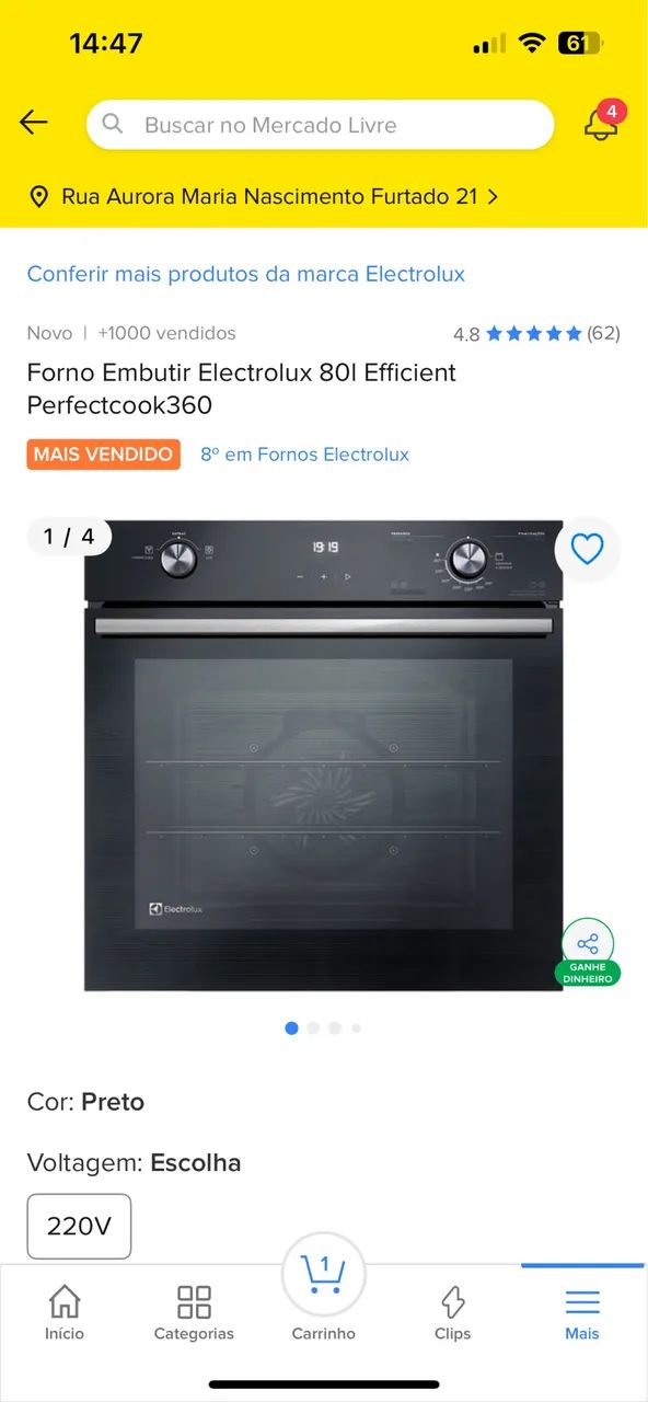 Forno de Embutir Electrolux 80L Efficient PerfectCook360 - Novo, Nunca Usado