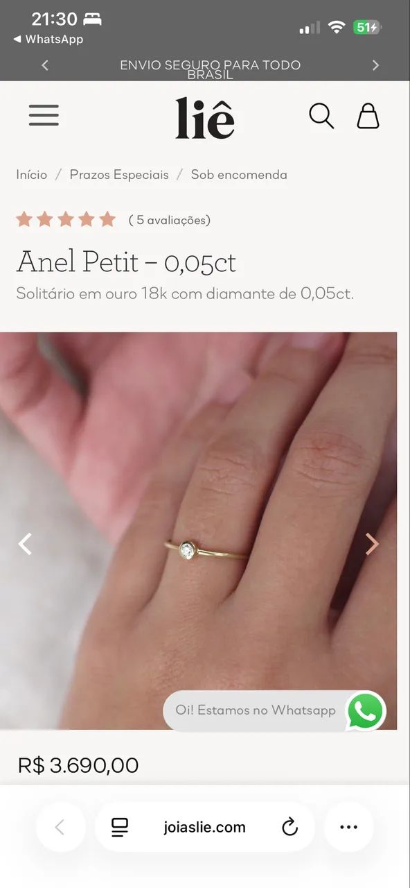 Anel Solitário Liê - Foto 3