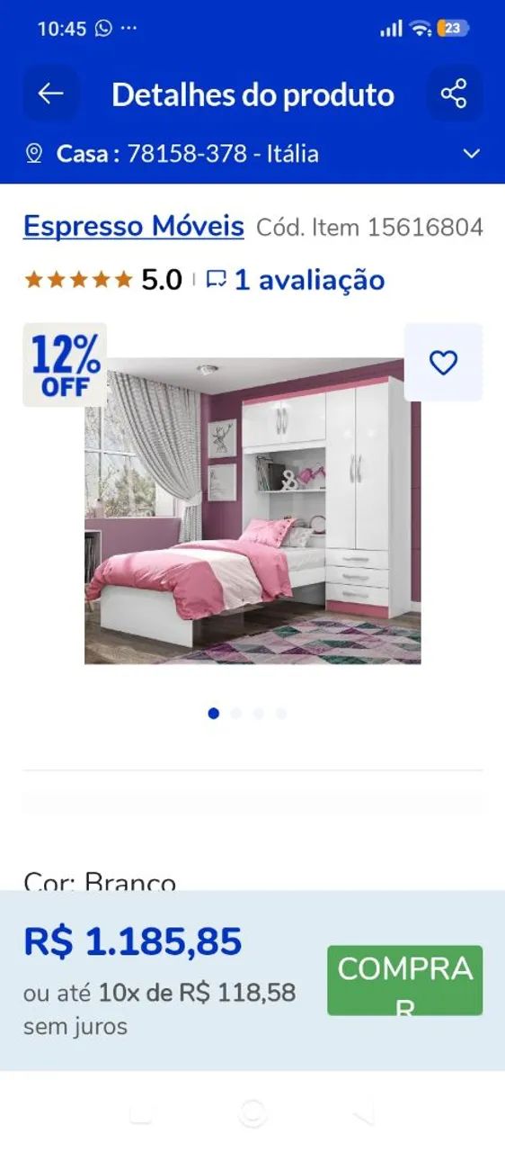 Guarda roupa com cama  infantil menina  - Foto 4
