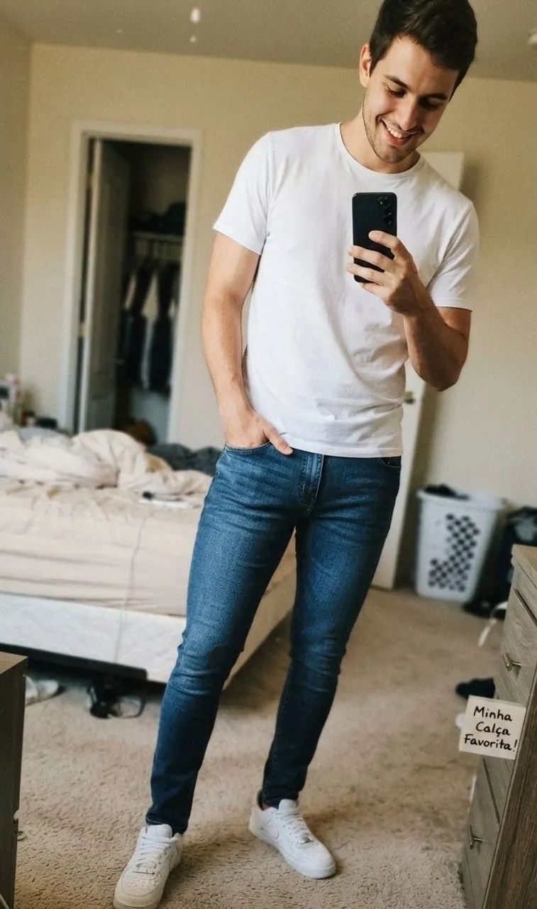Calça jeans azul  masculina  - Foto 2