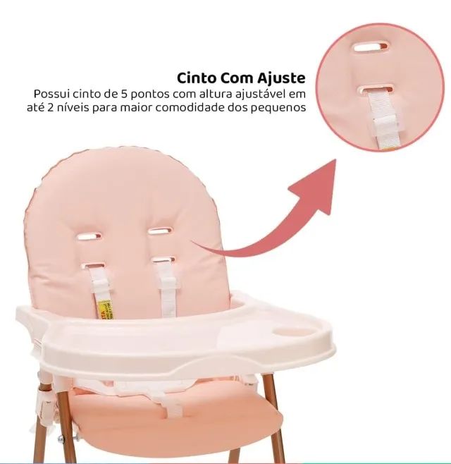 Cadeira de Refeição para bebê Nick Plus Rosa - Galzerano (Nova) - Foto 5