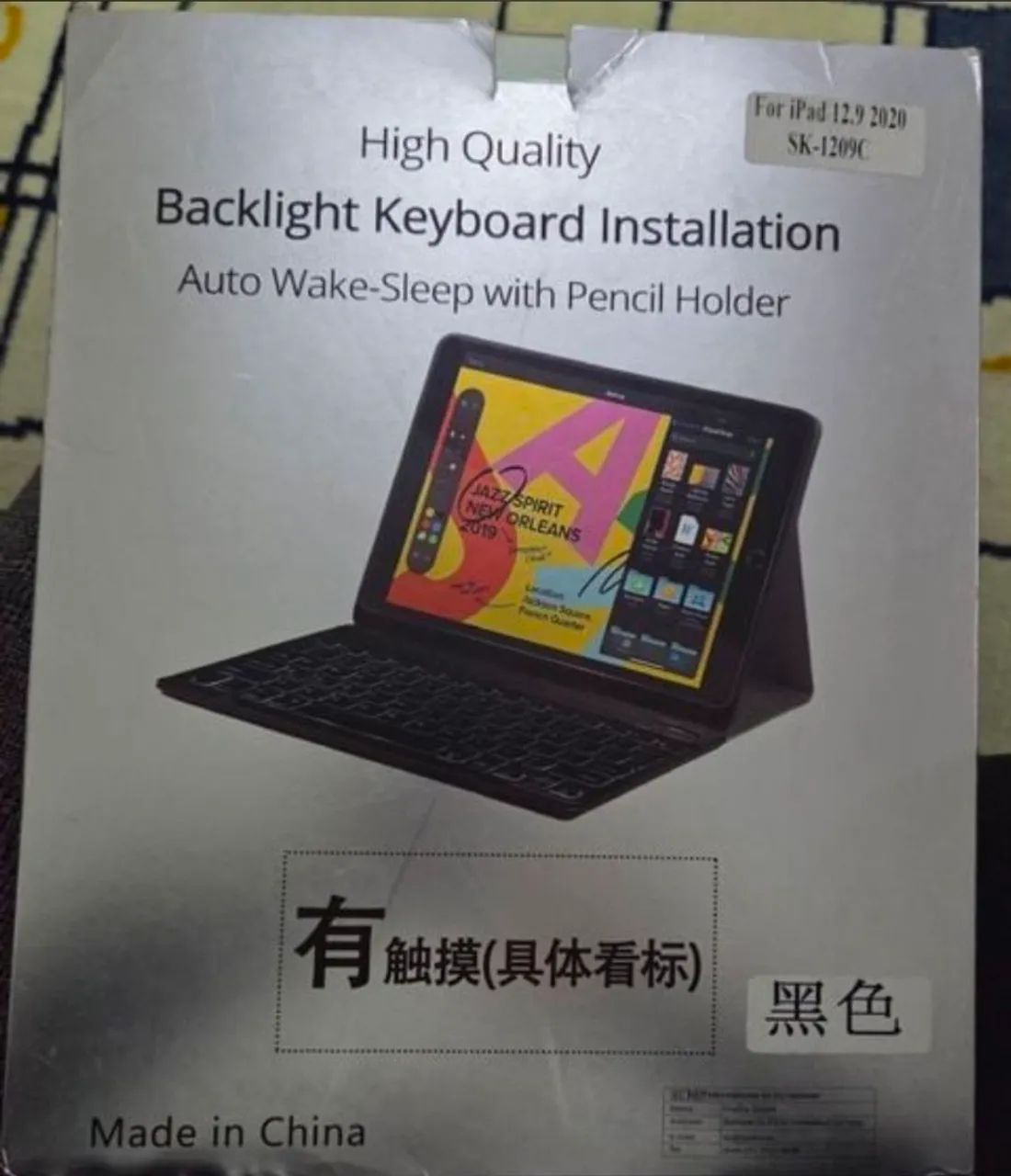 Capa com teclado Bluetooth 12.9" modelo 1209c Preta 