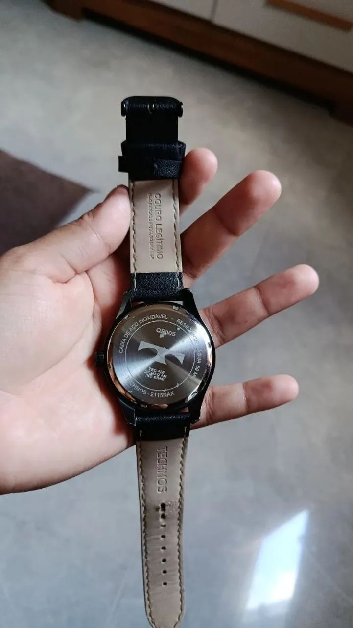 Relógio Technos 2115NAX/0P Masculino Pulseira Couro Preto - Foto 4