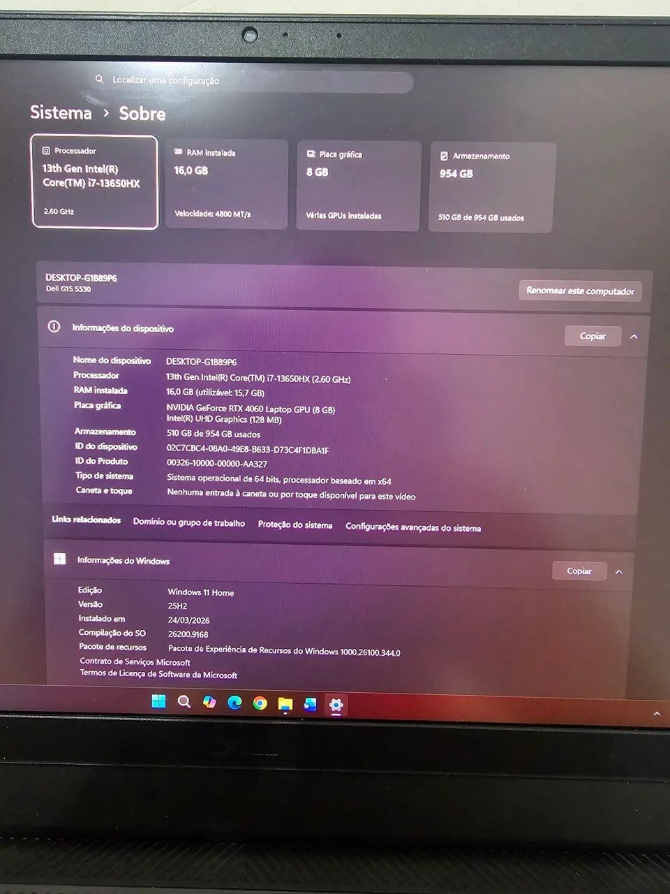 Notebook Dell G15 5530 com RTX 4060 - Foto 3