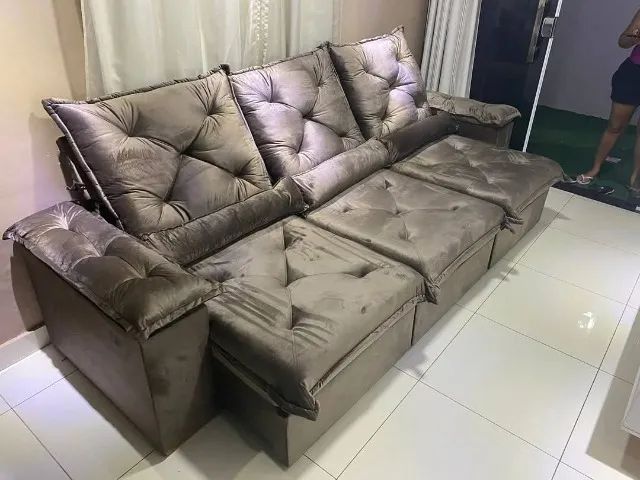 2,70CM SOFÁ RETRÁTIL E RECLINÁVEL MOLAS ENSACADAS ESPUMA D28 - Foto 5