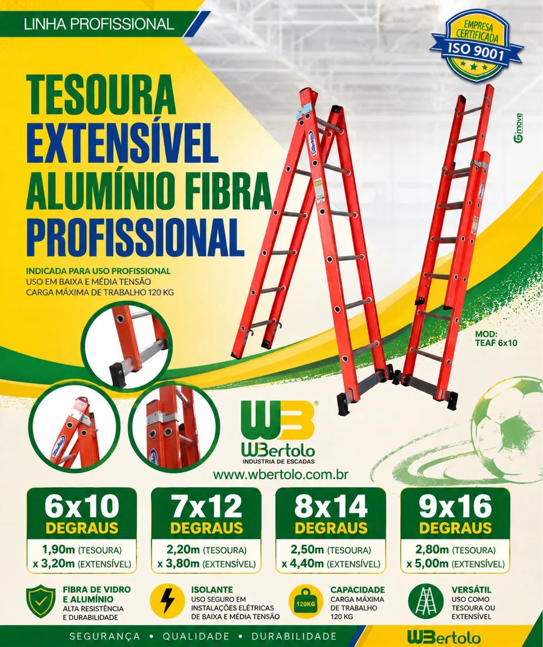 Escada tesoura extensível  6/10