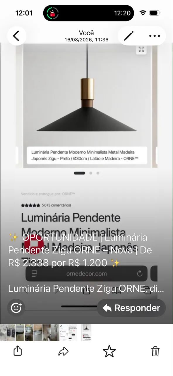 Luminária pendente nova na caixa  - Foto 3