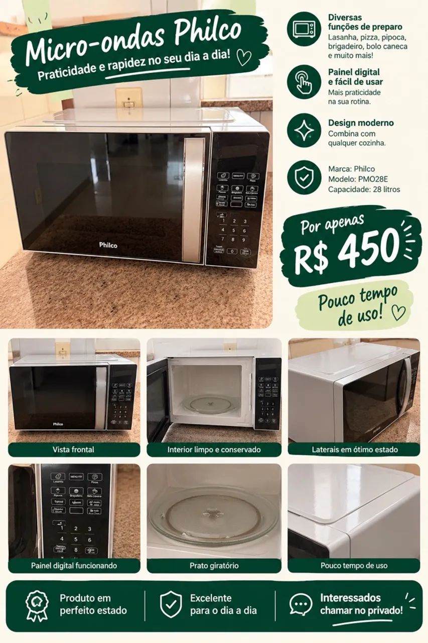 VENDO MICROONDAS SEMINOVO - *