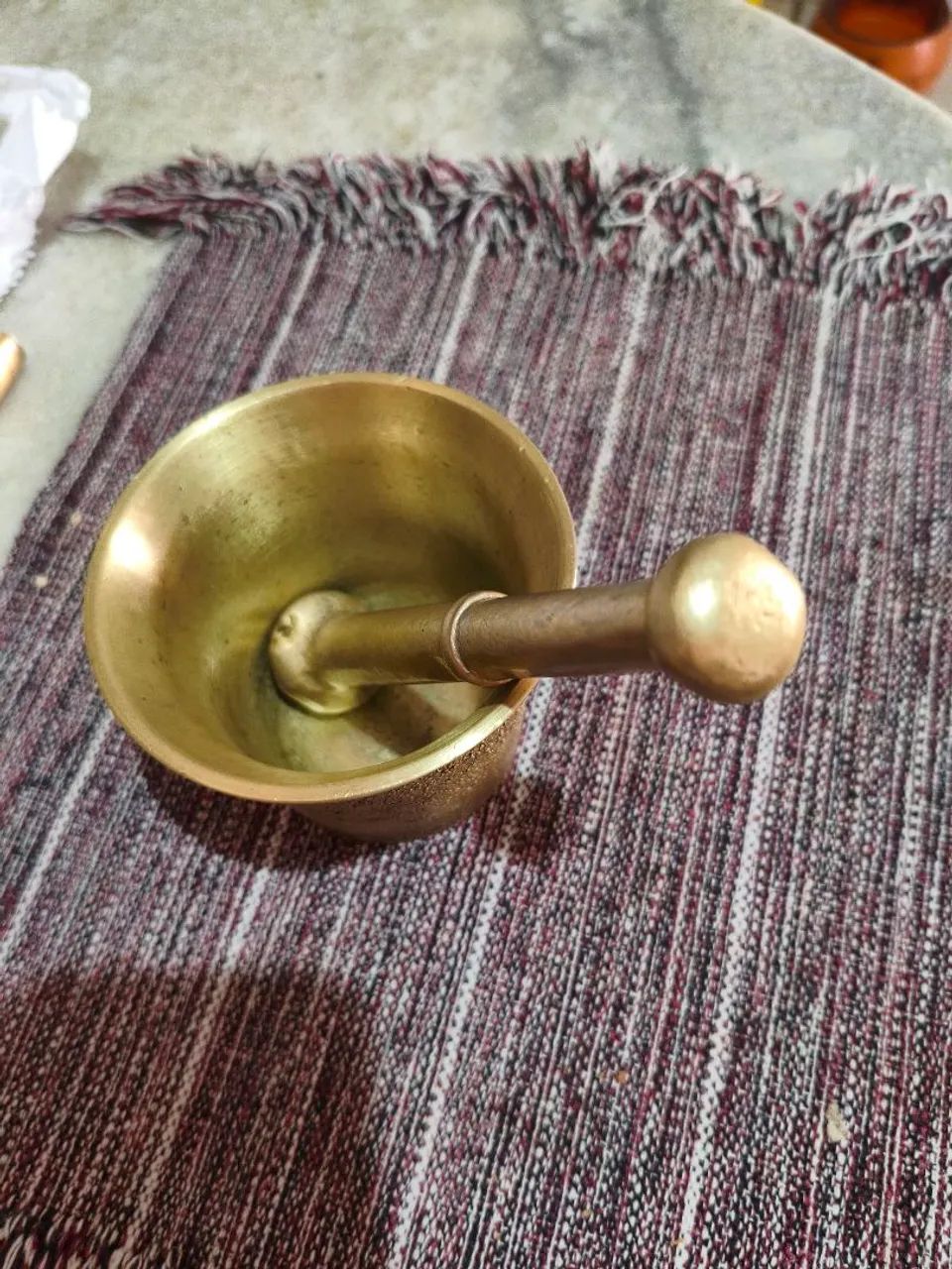 Almofariz metal dourado - Foto 2
