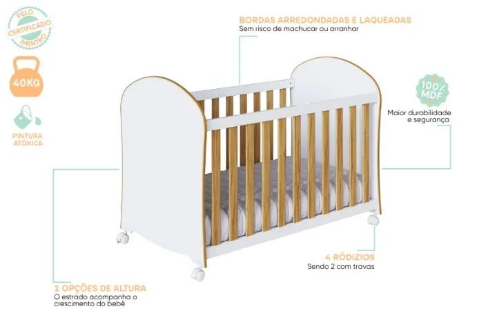 Berço Cama Smim Americano, 100% MDF - Praia Moveis - Foto 6