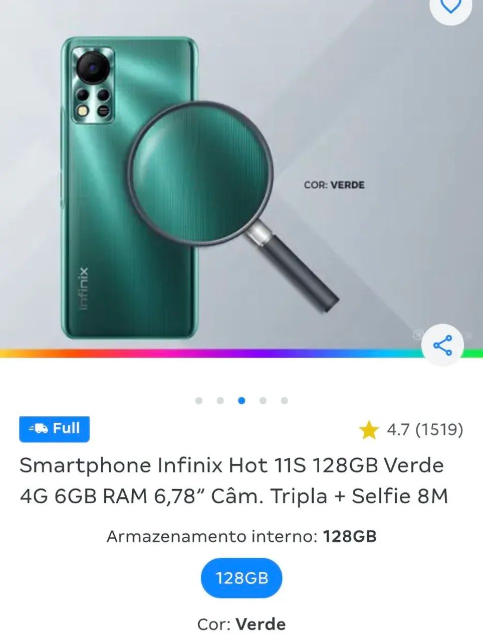 Smartphone infinix hot 11s 128gb novo com NFC  - Foto 3