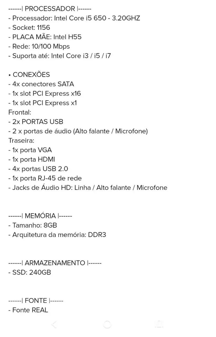 Computador Desktop Intel Core I5 8gb Ram Ssd 240gb  - Foto 3