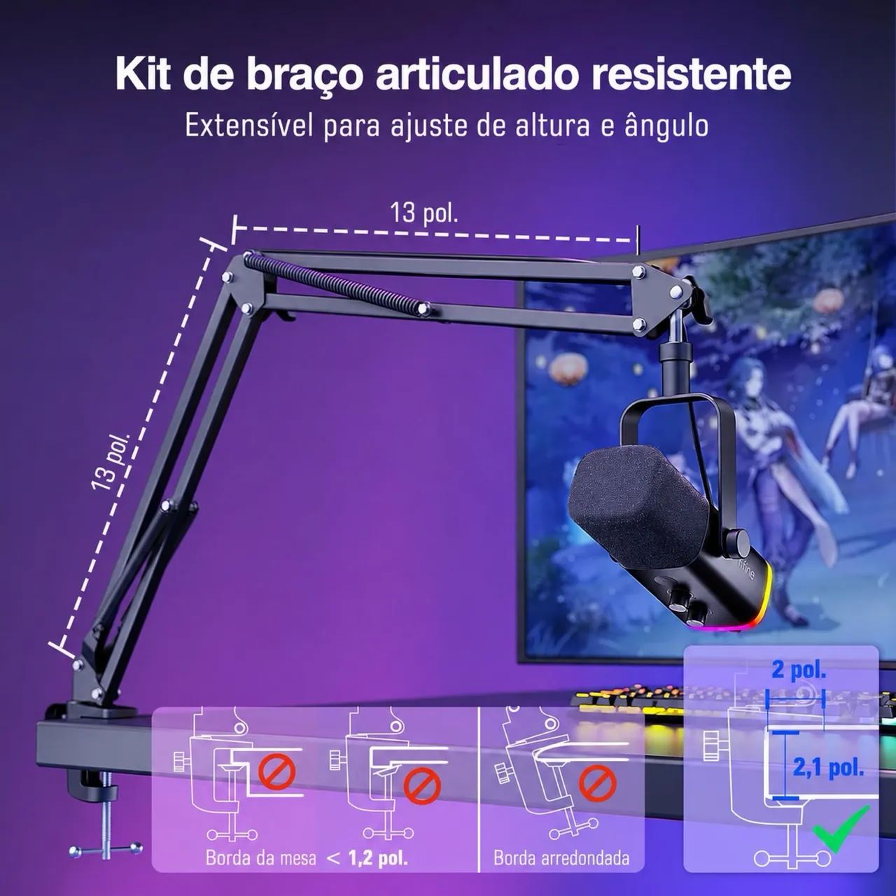 [LACRADO] Microfone fifine+ suporte - Foto 4