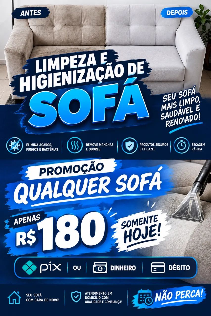 Promoção higienização de sofás 