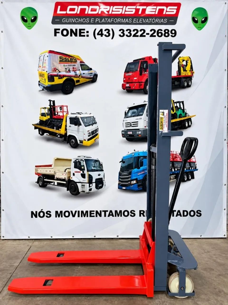 EMPILHADEIRA MANUAL 1.000 KG I ELEVAÇÃO ATÉ 1,90 M