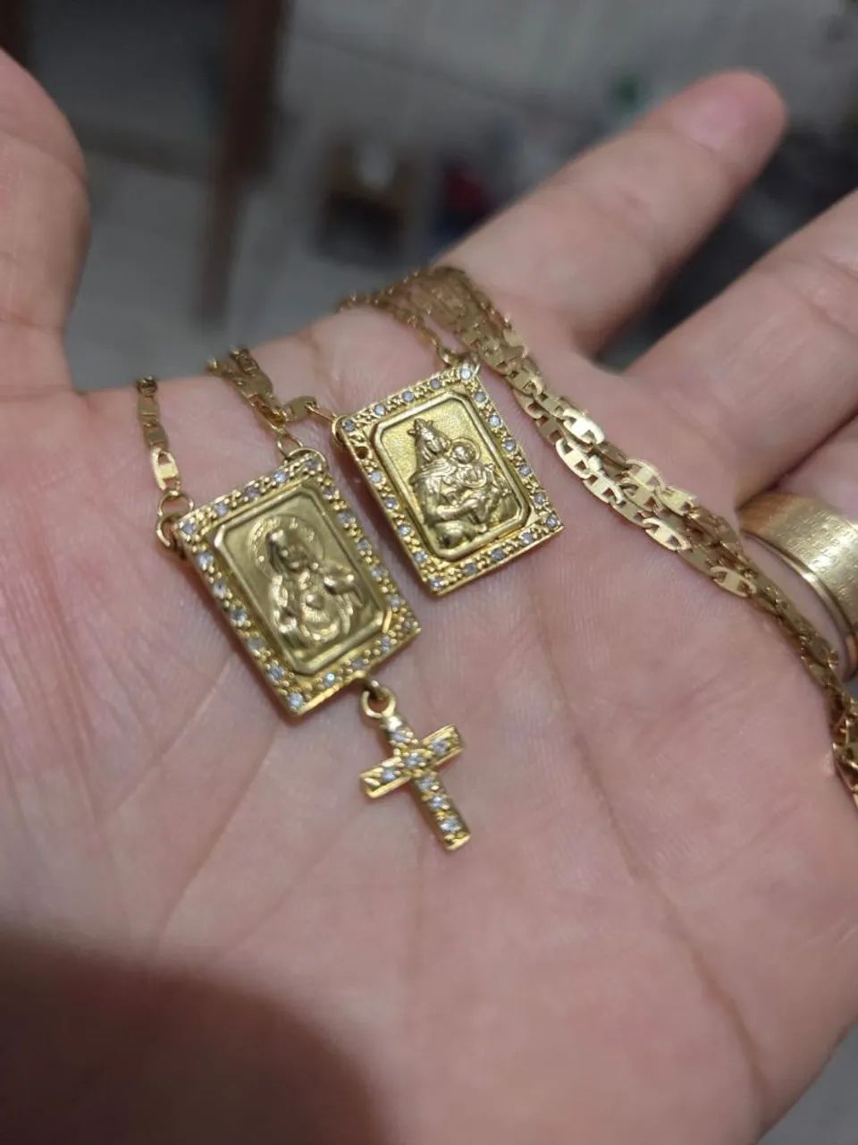 Escapulário ouro com diamantes  - Foto 3