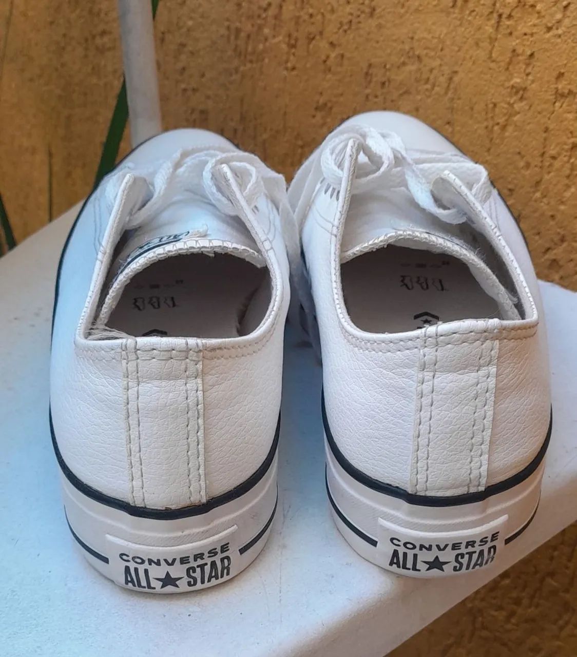 Tênis All Star Plataforma de Couro Branco Original - Foto 5