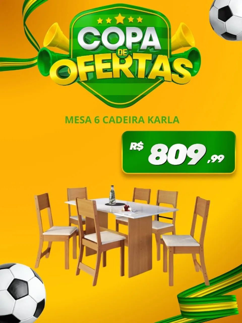 Mesa c/6 cadeiras Karla (Pague na entrega)
