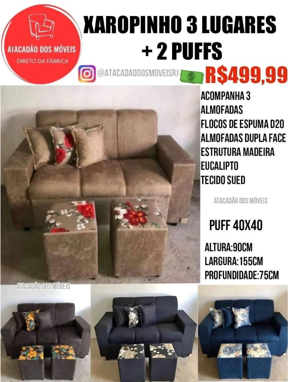Xaropinho 3 lugares + 2 puffs
