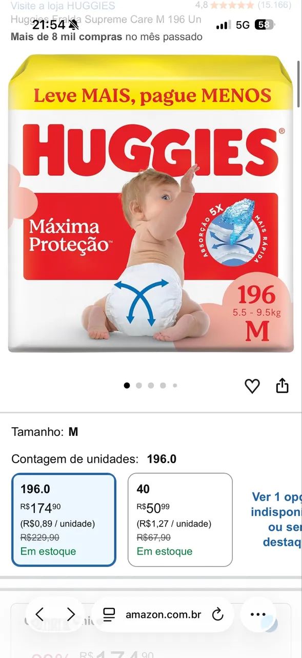Fralda Huggies 196 unidades  - Foto 3