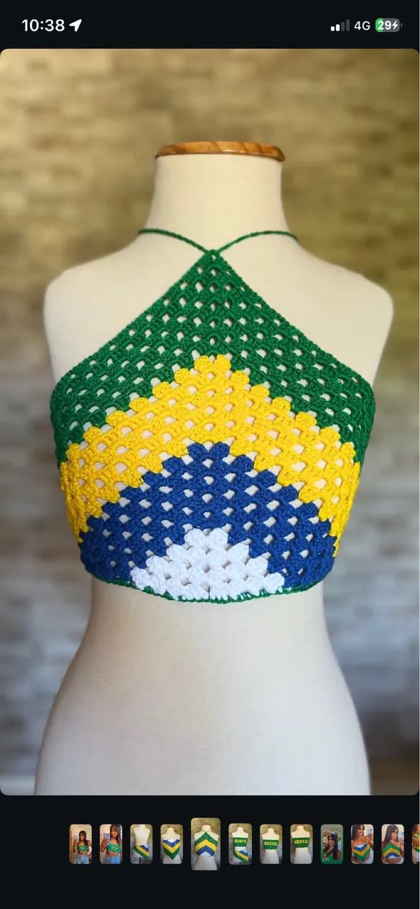 Bandana Brasil Crochê 