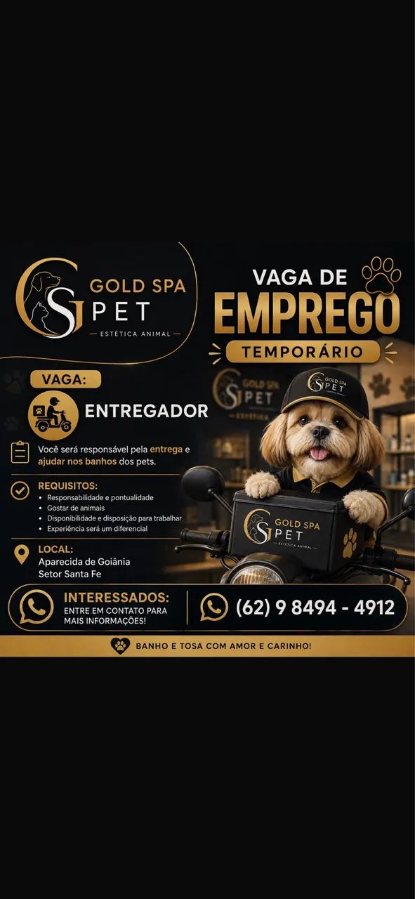 Vaga de emprego para banho e tosa 