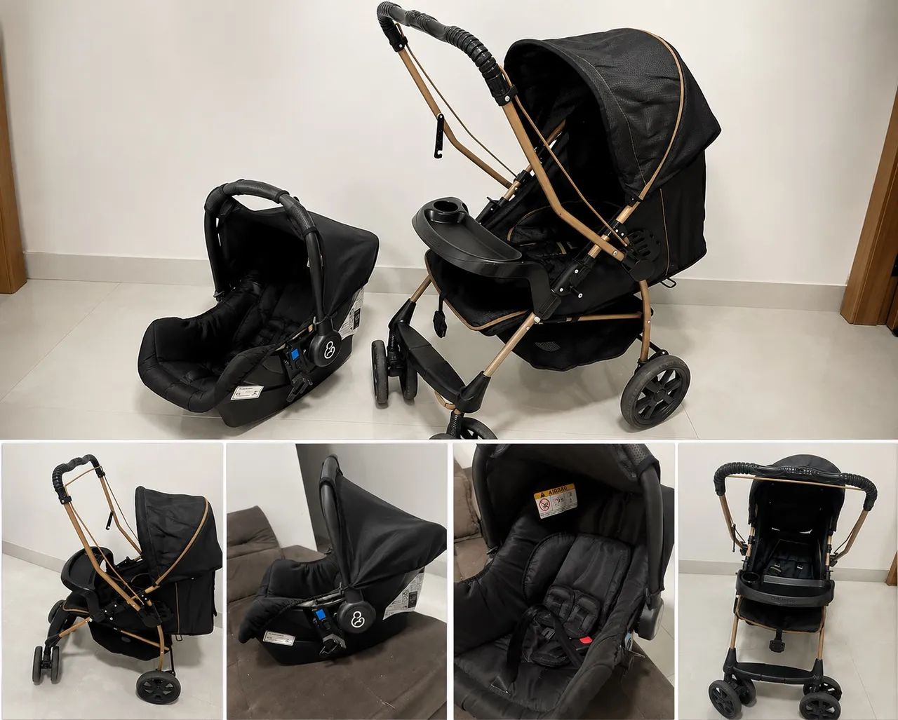 Kit carrinho de bebê + bebê conforto  - Foto 4