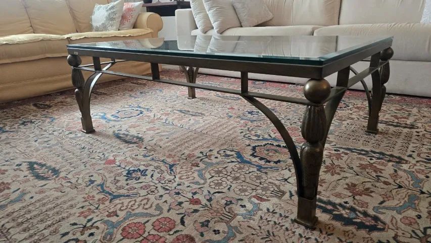 Mesa de centro de ferro envelhecido com vidro temperado - Foto 3