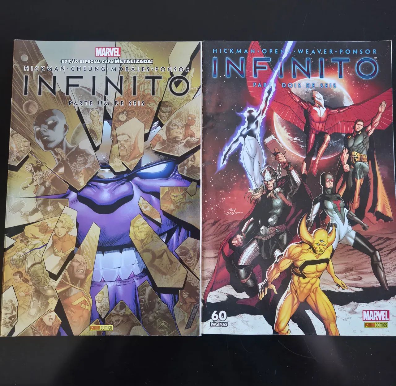 Lote 2 Hqs Infinito Edições 1 E 2 - Panini Marvel (capa Metalizada N1)